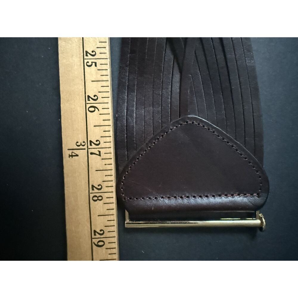 Vtg. Womens Wide Belt OS Leather Brown Boho Reteo Elastic Classic 80s 90s Y2K - Picture 4 of 6